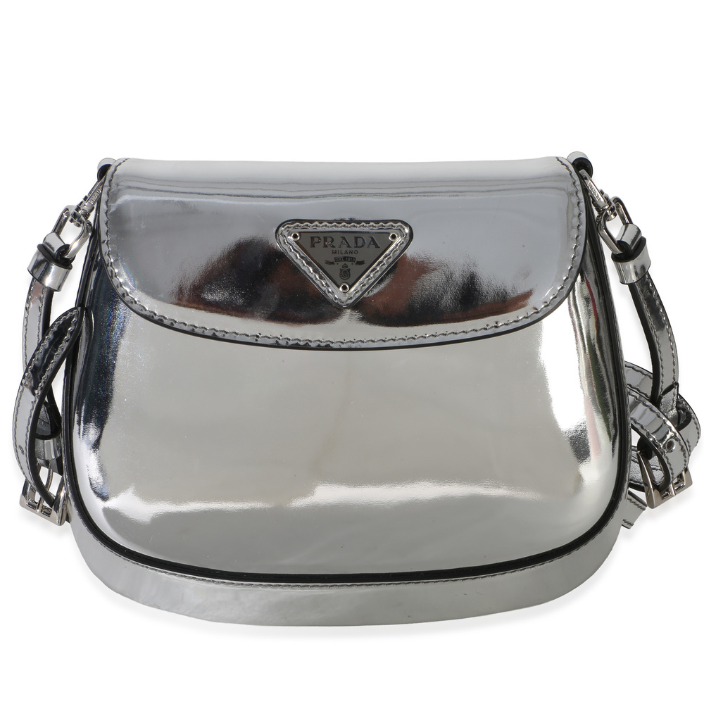 Prada Argento Spazzolato Mini Cleo Flap Bag